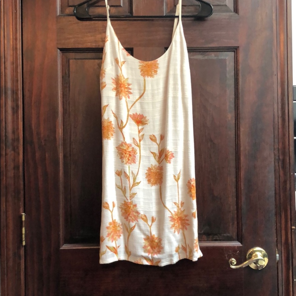 Cream linen flower summer dress